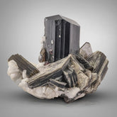 Tourmaline on Muscovite with Garnet